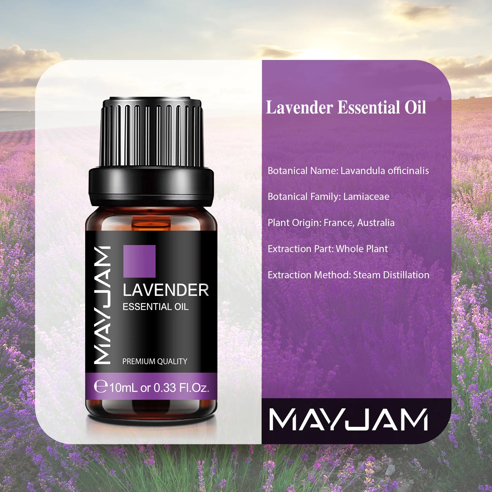 MAYJAM Essential Oils — Lavender, Lemongrass, Jasmine, Vanilla, Eucalyptus & Rose for Diffusers & Candle Making