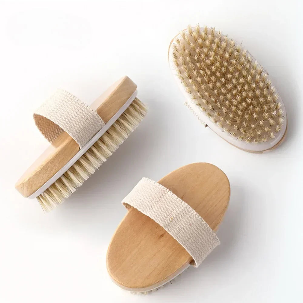 Natural Bristle Dry Brushing Body Brush – Dead Skin Remover & Anti-Cellulite Massage for Blood Circulation