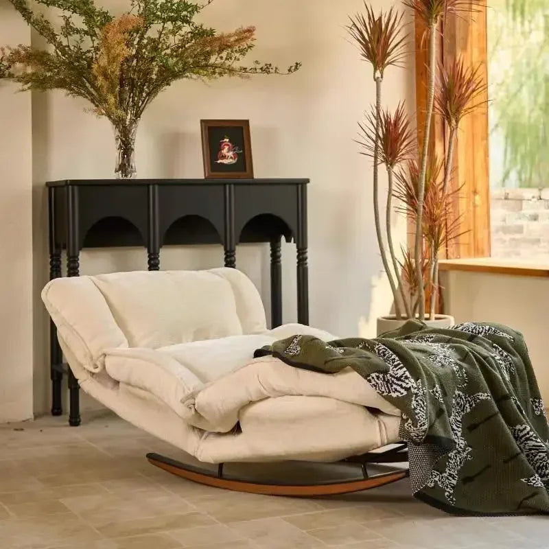 Adjustable Folding Rocking Chair with Cushioned Seat