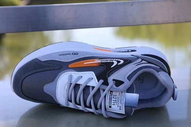 Men's Lightweight PU Leather Casual Sneakers – Breathable Tennis & Running Shoes