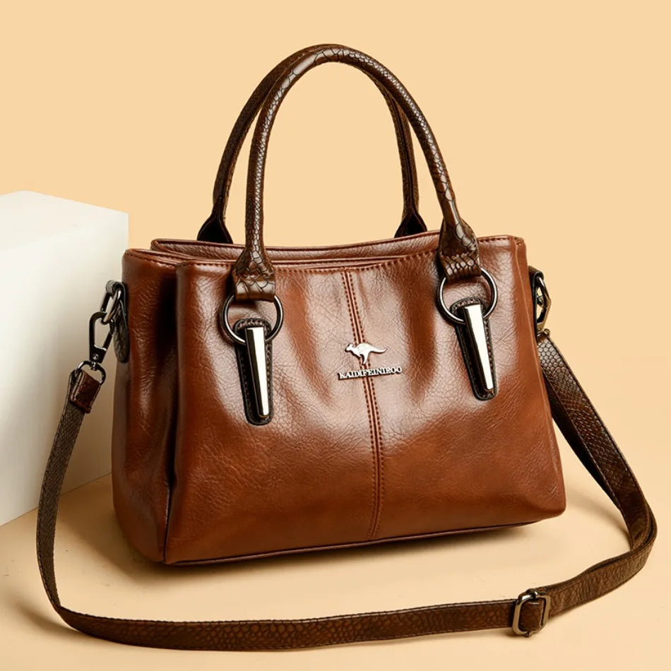 Luxury Soft Leather Large Capacity Tote Crossbody Bag – Elegant Shoulder Handbag for Women