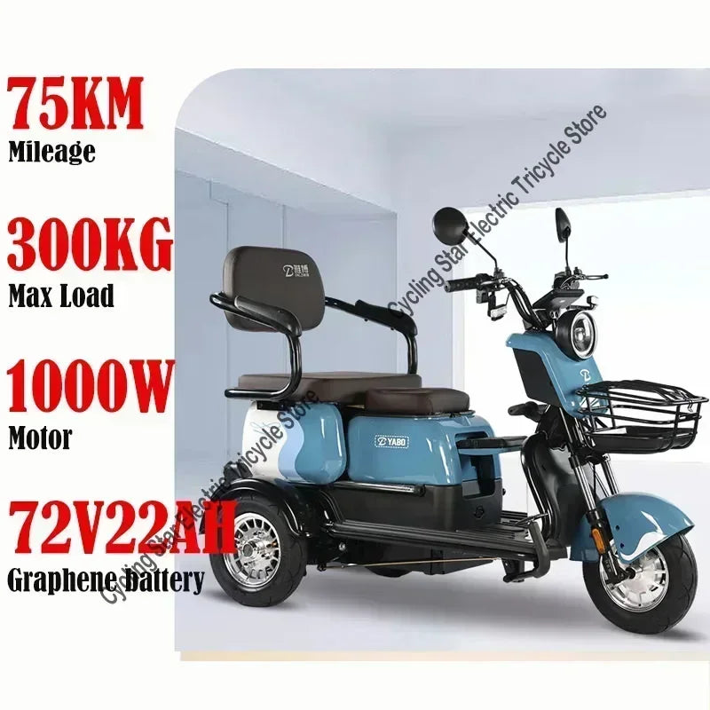 3-Wheel Electric Mobility Scooter for Adults, Long-Range Tricycle
