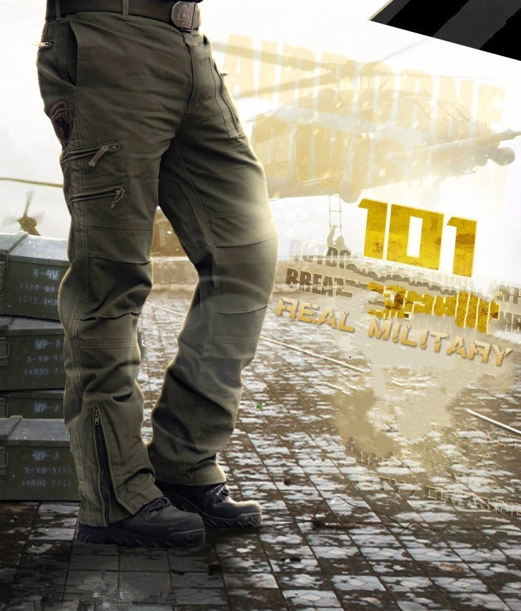 Men's Tactical Cargo Pants — Multi-Pocket Cotton Camouflage Outdoor Work Trousers