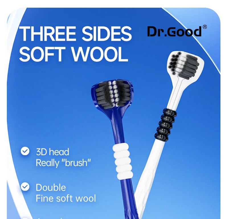 Clean Every Surface at Once — 3D U-Shaped Three-Sided Soft Toothbrush | 6pcs, 0.15mm Soft Bristles, Comprehensive Oral Cleaning for Adults