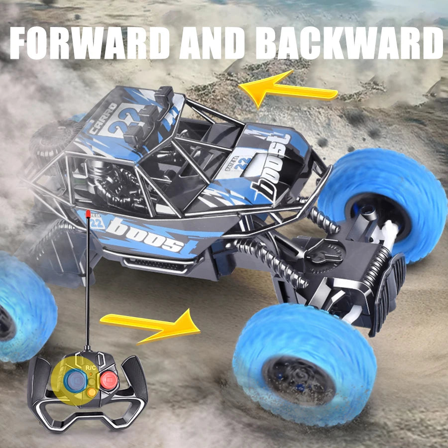 RC Car with Colorful Flashing Lights & Rubber Wheels – Off-Road Climbing Toy for Kids