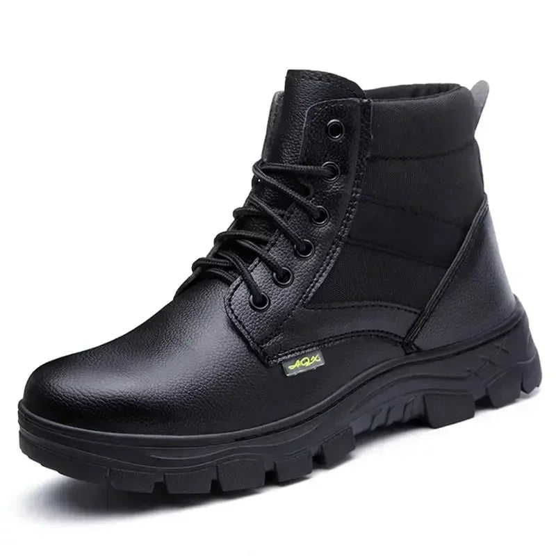 Men's Retro Leather Ankle Boots — Lace-Up Microfiber Business Booties with Rubber Sole