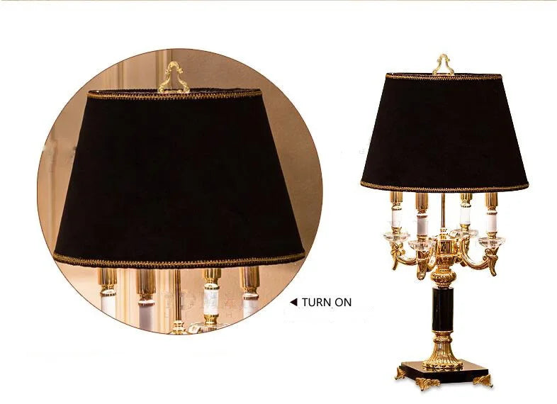 Crystal Table Lamp – Black or Beige Fabric Shade
