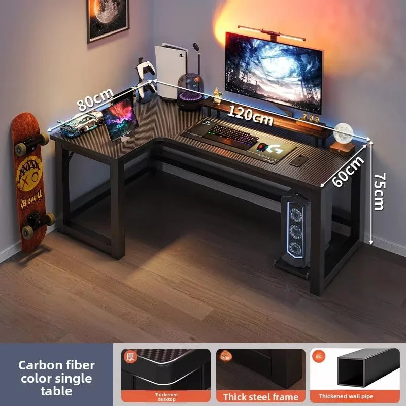 L-Shaped Corner Computer Desk — Home Office Study Table & E-Sports Gaming Desk