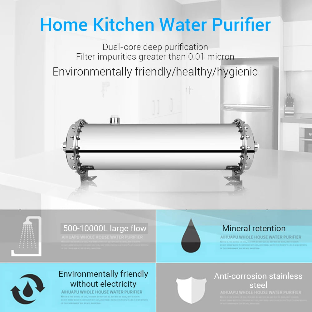 3000L Home Water Purifier — Stainless Steel PVDF Ultrafiltration, Washable & Direct-Drinking