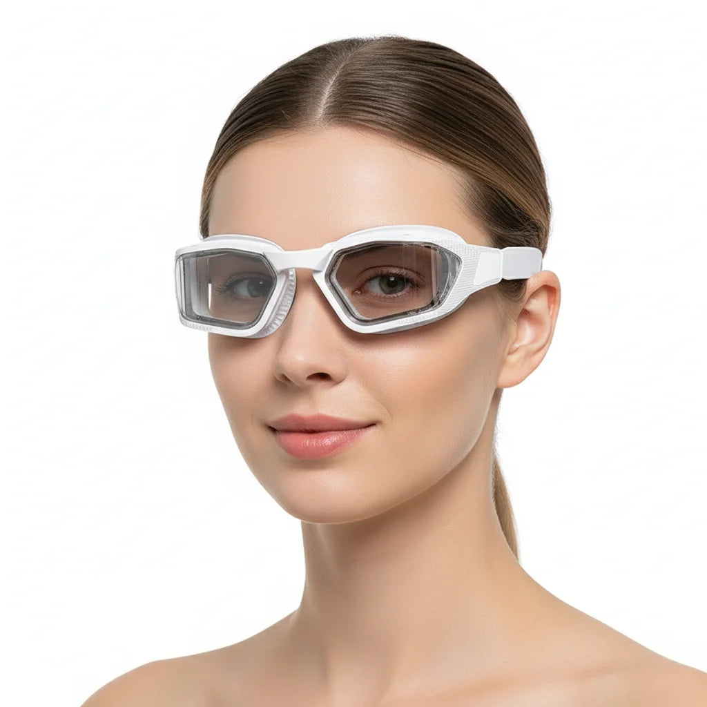 Myopia Swim Goggles for Adults – Anti-Fog HD Vision, Interchangeable Nose Bridges, Prescription -1.5 to -6.0