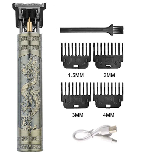 XMSJ Carving Hair Clipper – Metal Body, Engraved Design, Rechargeable Barber Trimmer