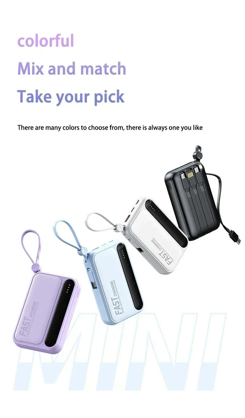 VIVO 500000mAh Power Bank – Built-in 4 Cables Super Fast Charging Portable External Battery 2026