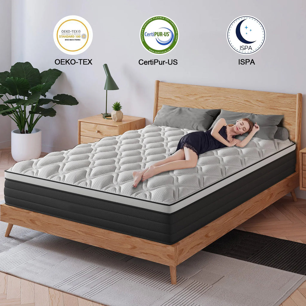 Hotel Sleep at Home — 12"/14" Gel Memory Foam Hybrid Pocket Spring Mattress | Medium Firm, Motion Isolation, Twin to King