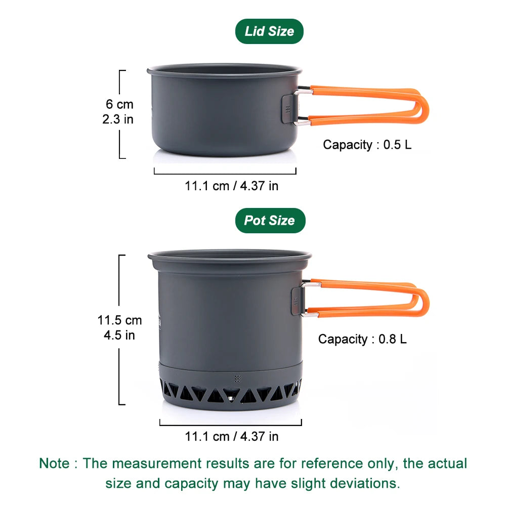 Outdoor Camping Cookware Set — 1.3L & 2.3L Cooking Pot with Kettle & Tableware