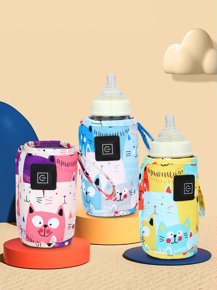 USB Portable Baby Bottle Warmer with Insulated Bag – Travel Nursing Bottle Heater for Stroller, 0–36 Months