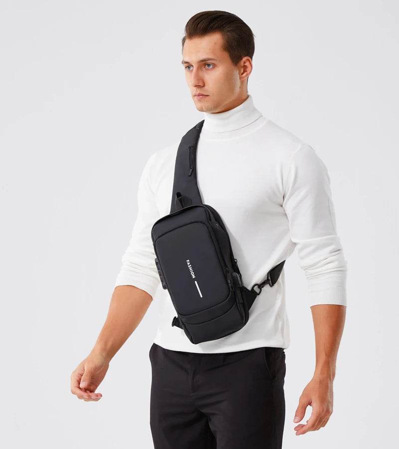 Men's Anti-Theft PU Leather Crossbody Bag – Multifunctional Shoulder & Chest Bag