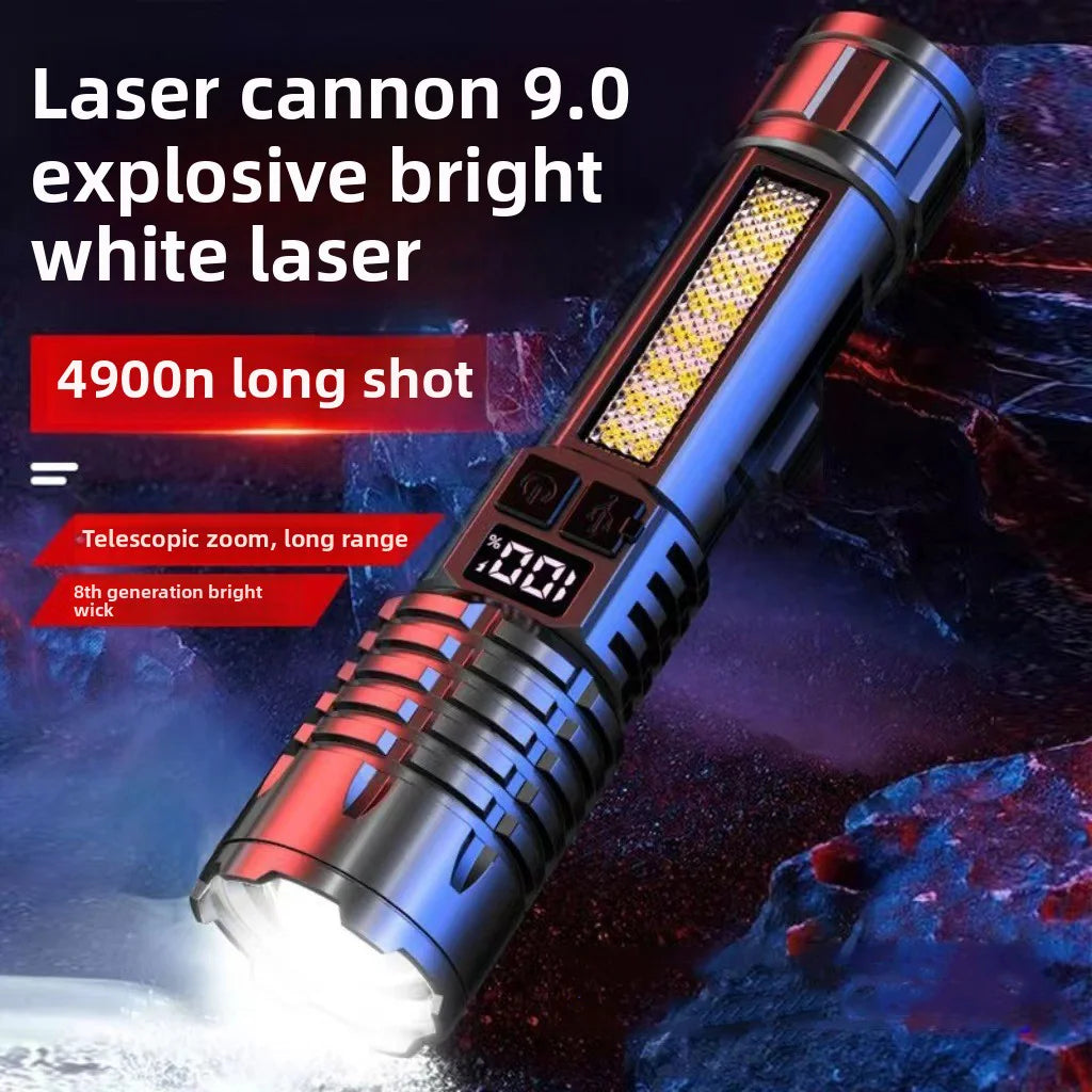 1000 Lumen LED Flashlight with COB Side Lamp – Type-C Rechargeable, 7 Modes, IPX5 Waterproof
