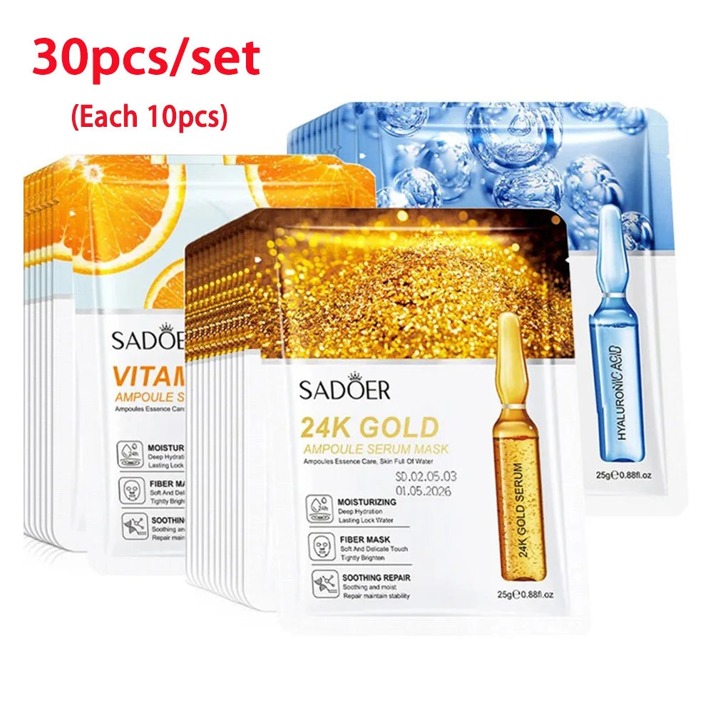 SADOER 24K Gold Vitamin C Hydrating Face Masks — Multi-Pack