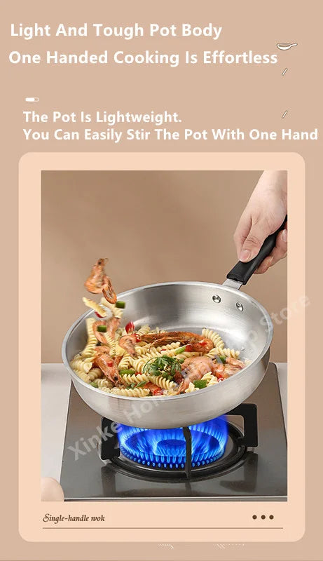 Stainless Steel Wok – Uncoated 24cm & 26cm Frying Pan