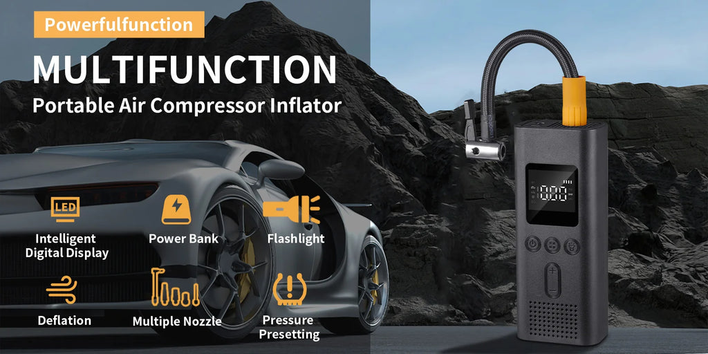 Cordless Portable Car Tire Inflator – Digital 150PSI Electric Air Pump for Cars, Bikes & More, 4000mAh or 6000mAh