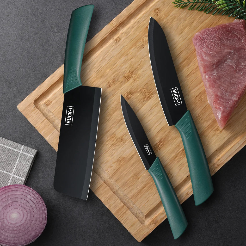 Kitchen Knife Set with Covers – Utility, Chef & Fruit Knife for Cutting Meat, Vegetables & More