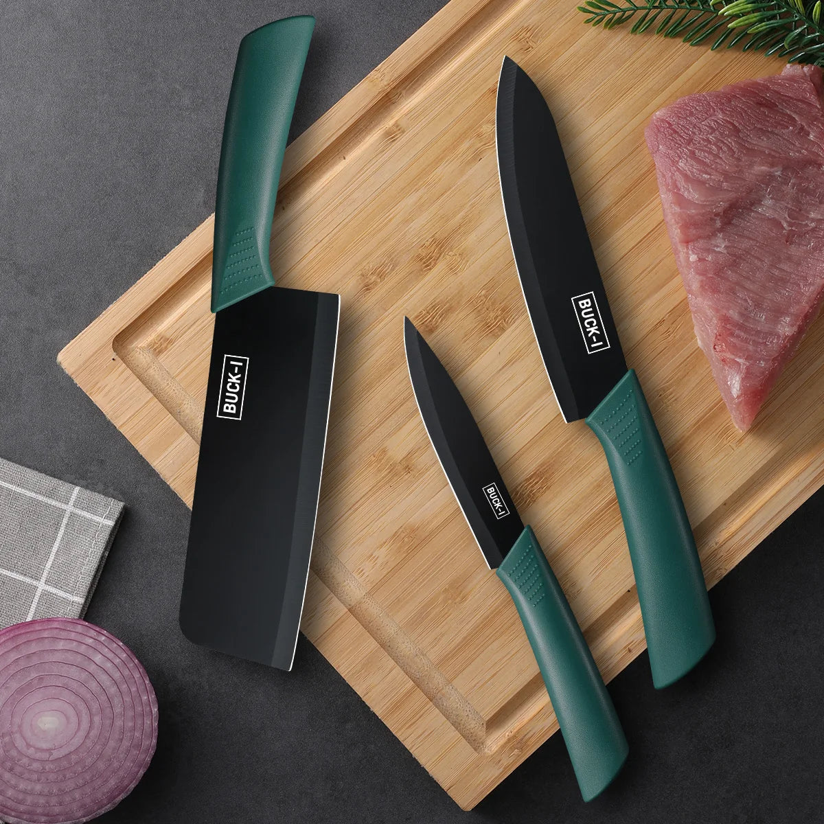 Kitchen Knife Set with Covers – Utility, Chef & Fruit Knife for Cutting Meat, Vegetables & More