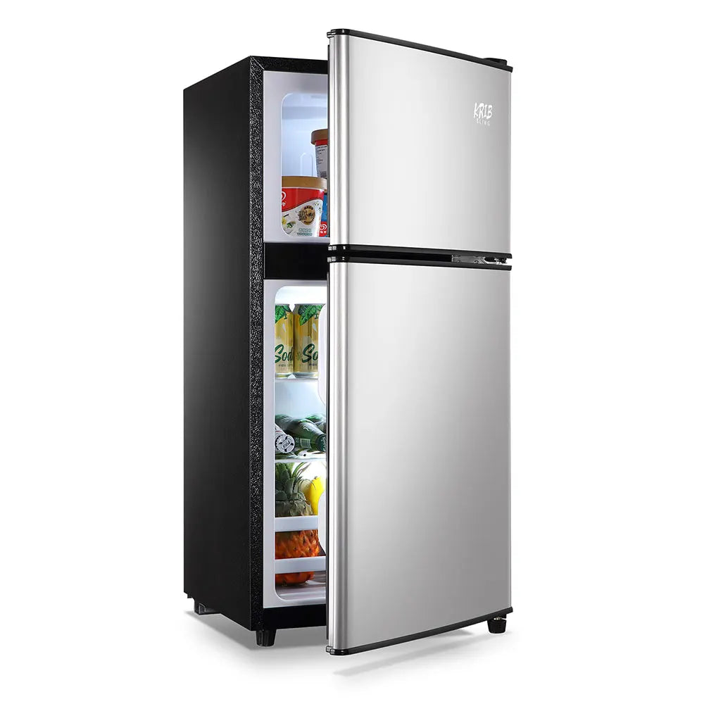 Mini Fridge with Freezer — 2.9 Cu Ft Double Door Small Fridge, Energy Saving, Low Noise, 7-Level Adjustable Thermostat
