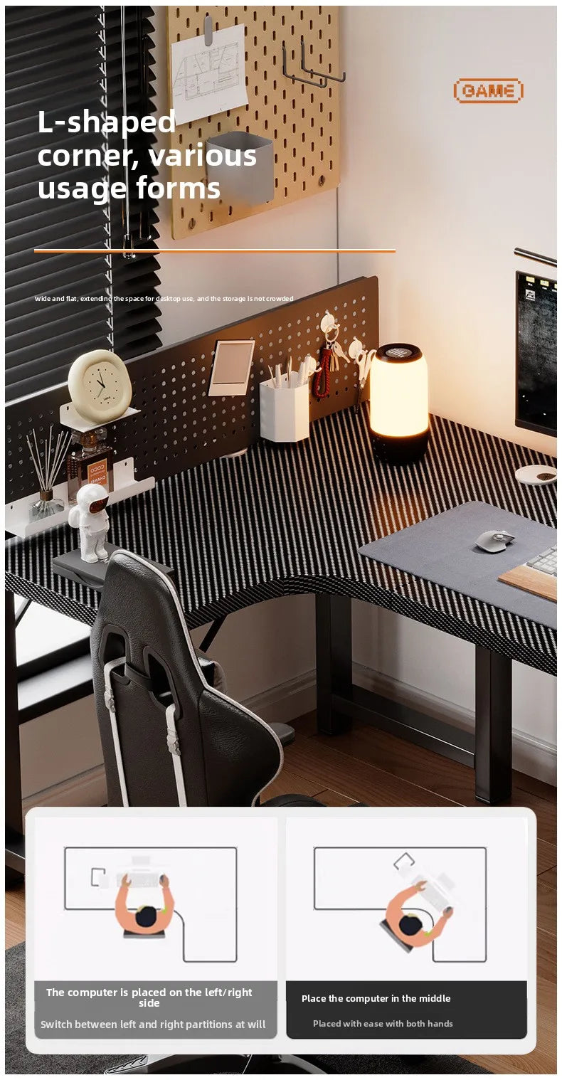 L-Shaped Corner Computer Desk — Home Office Study Table & E-Sports Gaming Desk