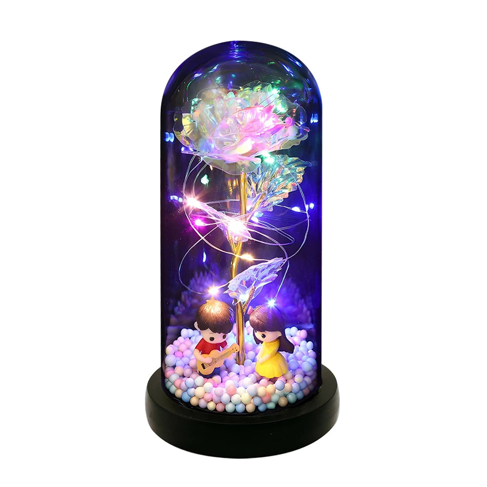 Light-Up Eternal Rose in Acrylic Dome — Gift