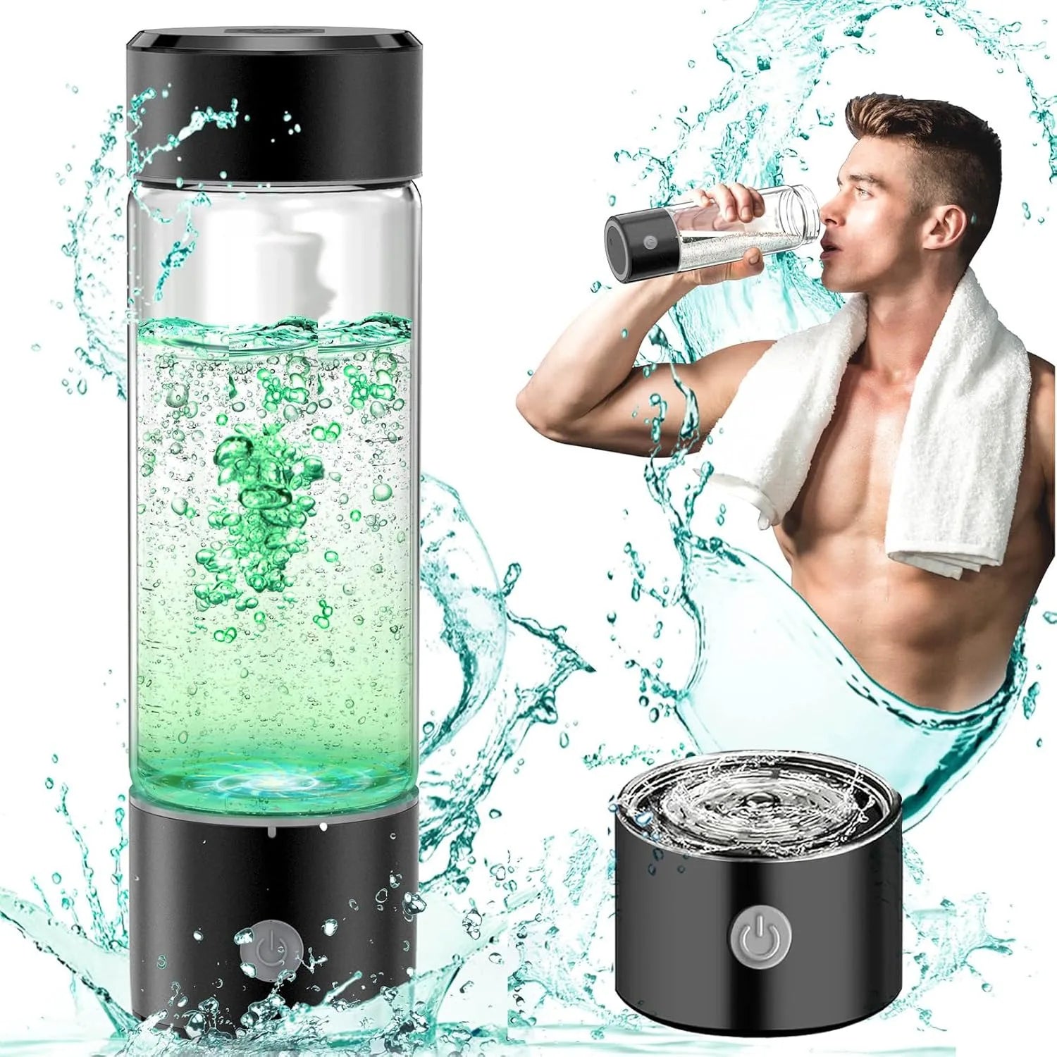 Hydrogen Water Bottle Generator — Improve Water in 3 Minutes, Quick Electrolysis