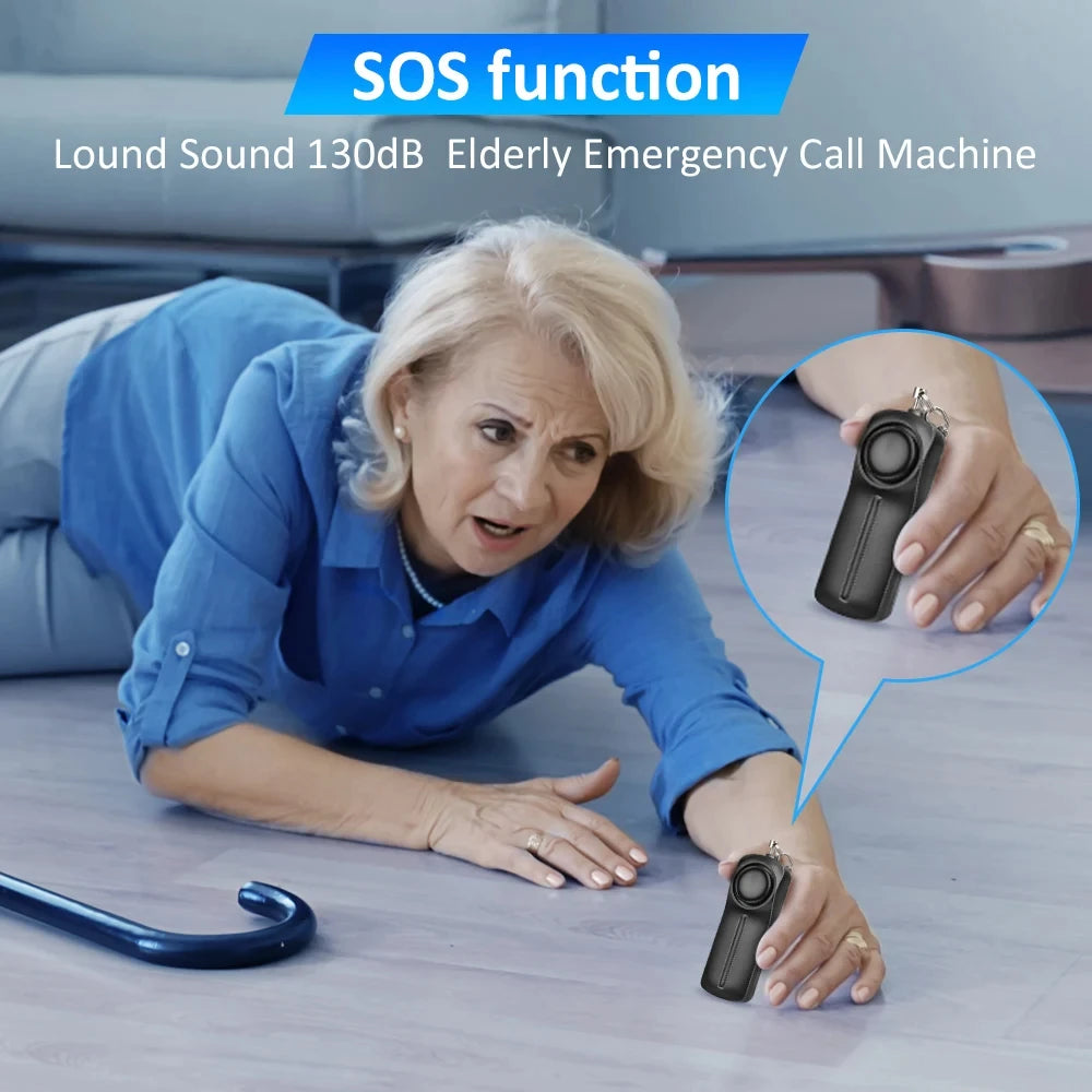 130dB Personal Safety Alarm Keychain with LED Light – Rechargeable Self Defense