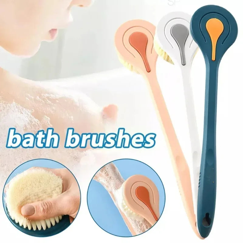Long Handle Soft Hair Bath Brush – Back Ball Scrubber & Mud Massage Shower Body Brush