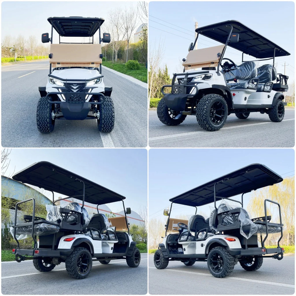 Touring Electric Golf Cart — Multi-Purpose Hunting Cart with Folding Windshield & Touch Display