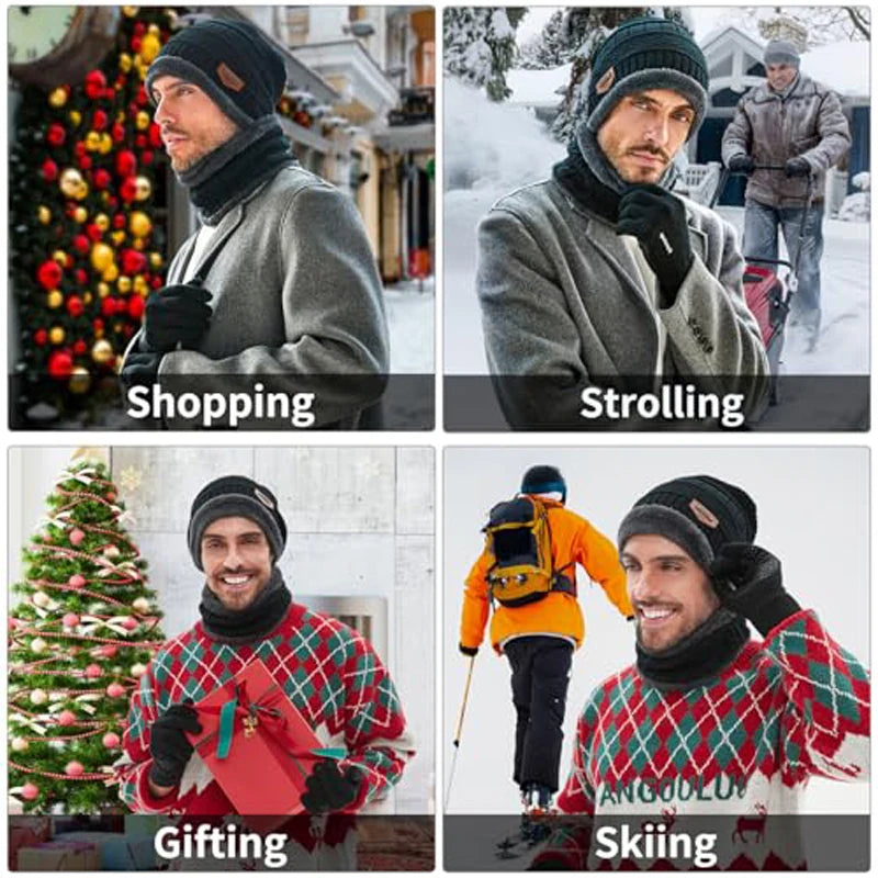Men's Winter Hat, Neck Warmer and Touchscreen Glove Set