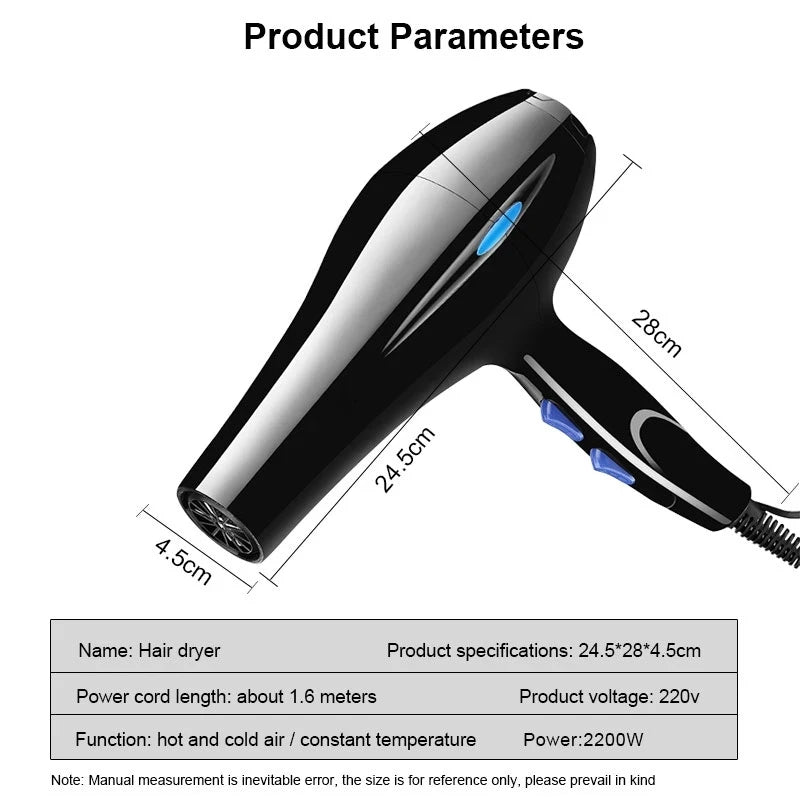 Professional Ionic Hair Dryer 1199W – 3 Heat Settings, Cool Shot, Air Collecting Nozzle