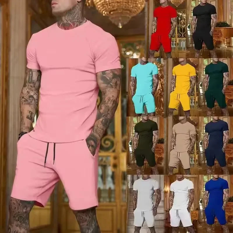Men's Breathable T-Shirt & Shorts Casual Summer Sport Set – Fashionable Outdoor 2-Piece