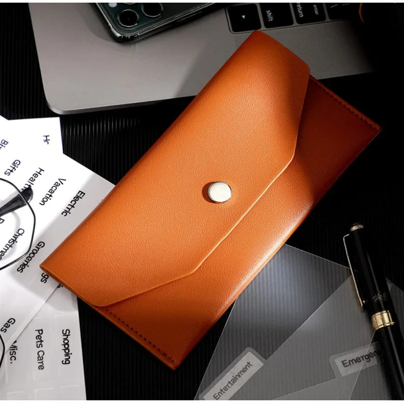 Ultra-Thin Cash Envelope Wallet – Waterproof PU Leather Money Organizer & Card Holder