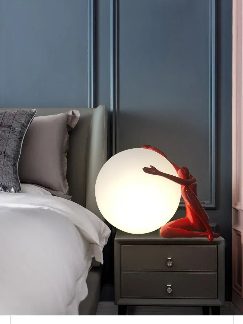 Sculptural Globe Lamp – Figure and Frosted Glass