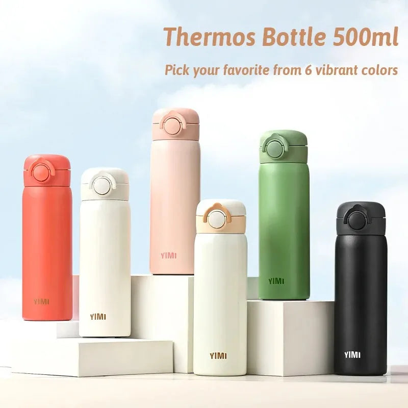 500ml 6-Layer Vacuum Thermos Tumbler – One-Touch Lid, 316 SS, Triple Seal Leakproof, Curved Spout, Soft-Touch Matte, 6 Colors
