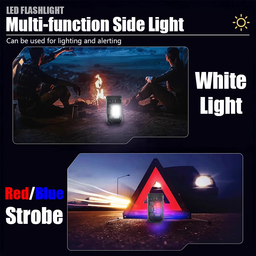 Mini COB LED Flashlight – 8 Modes, Magnetic Base, Hat Clip, USB-C Rechargeable for Camping & EDC