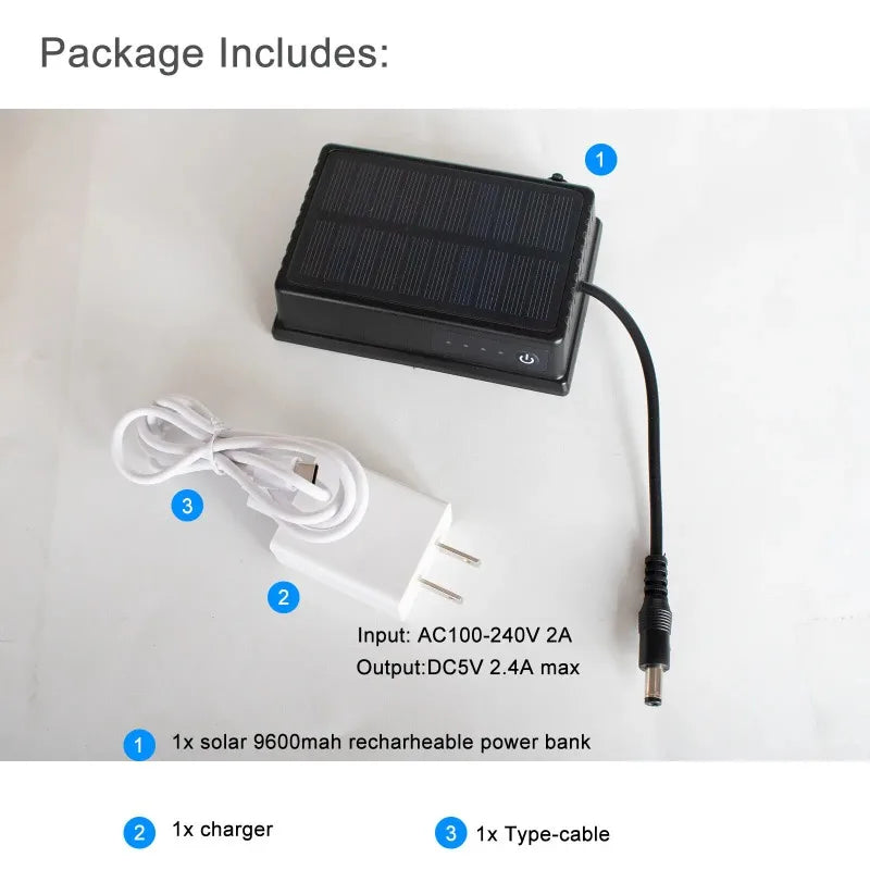 Magnetic Solar Rechargeable Power Bank 9600mAh – Waterproof Battery for Truck, RV & Wireless Backup Camera 12–24V