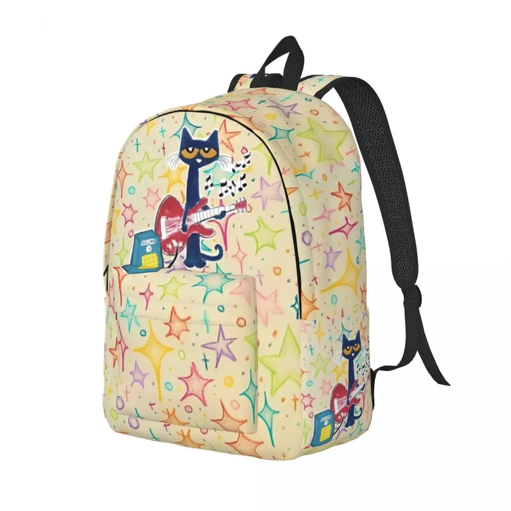Pete the Cat Canvas Backpack – Cartoon Laptop Daypack for School & Travel