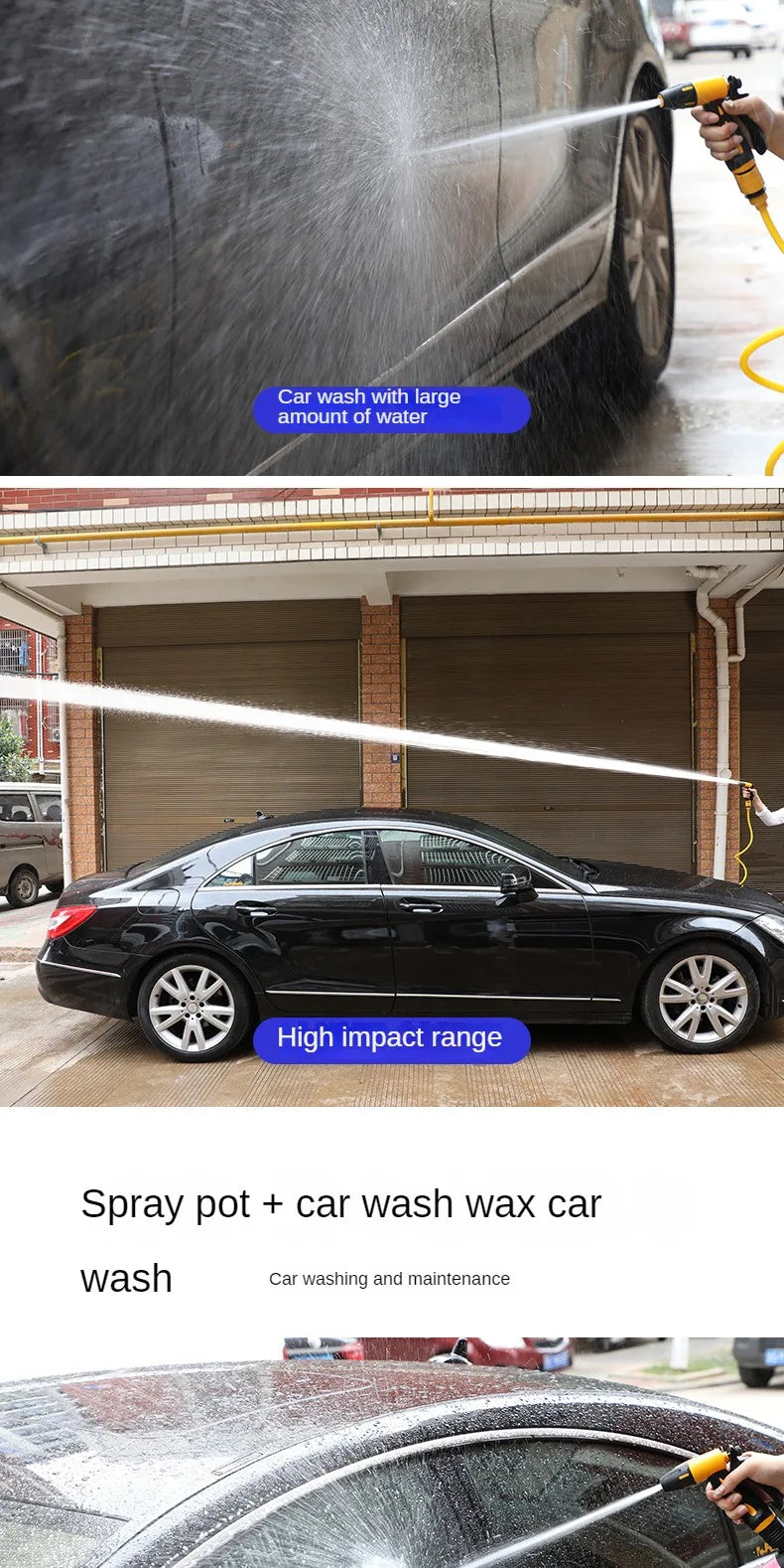Telescopic High-Pressure Extension Hose Car Washing Tool Set – 10m or 20m for Pressure Cleaners