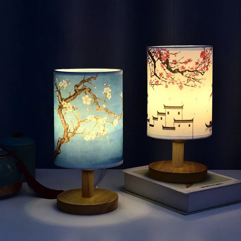 Square Table Lamp – Warm LED & Fabric Shade