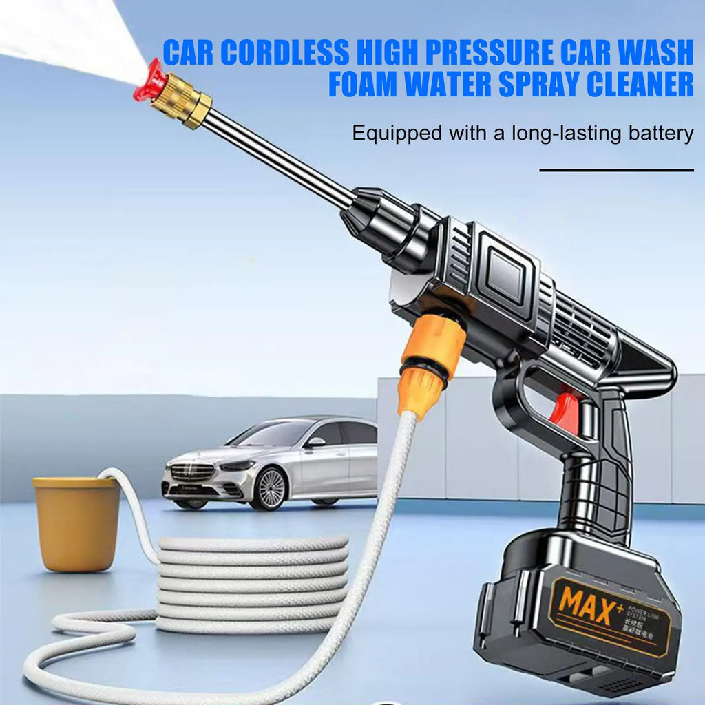 Cordless High-Pressure Washer Gun – 3-Level Pressure, 5–8m Spray Range, Car Wash & Garden Cleaning (EU Plug)