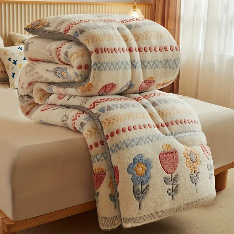 Thick Winter Flannel Fleece Comforter – Warm, Anti-Pilling Bed Blanket, 3 Sizes