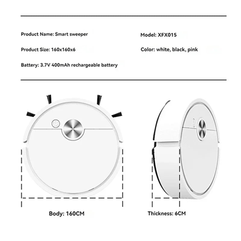 2026 Model 5-in-1 Smart Sweeping Robot Vacuum – USB Charging Auto Sweep, Mop & Suction