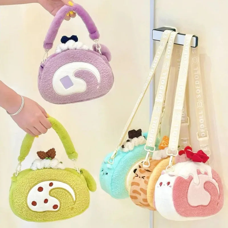 Lolita Plush Crossbody Bag – Sweet Girl Patchwork Tote for Women & Teens
