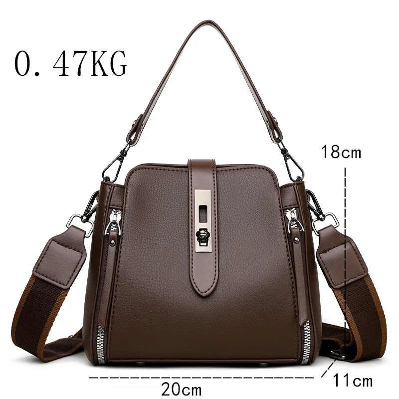 Luxury PU Leather Casual Tote Shoulder Bag – Designer Crossbody Handbag for Women