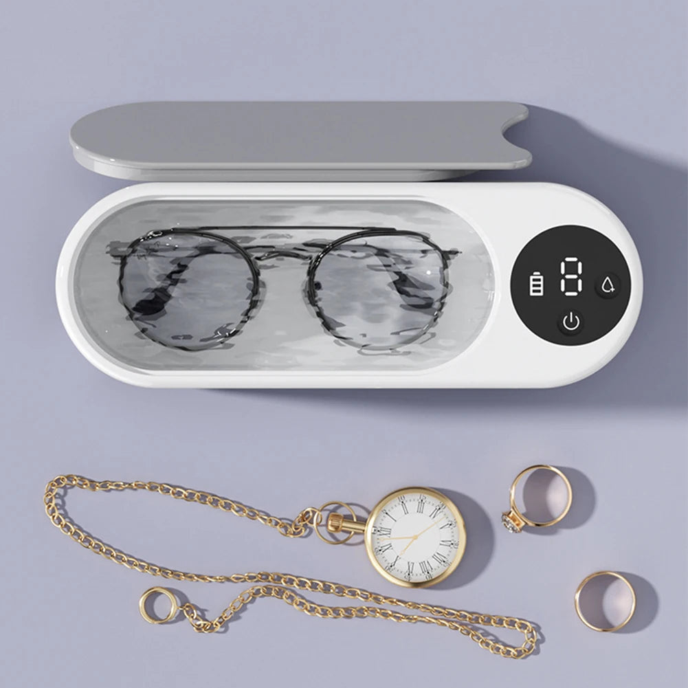 Portable Ultrasonic Jewelry & Glasses Cleaner — USB Rechargeable, 360° Deep Clean